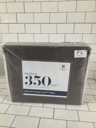 Wamsutta Sateen 350 Thread Count Egyptian Cotton 4-Piece FULL SHEET SET in Grey (6922811375799)